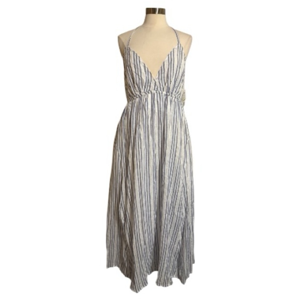 Robert Rodriguez Maxi Dress Size 14 Linen Blend seersucker